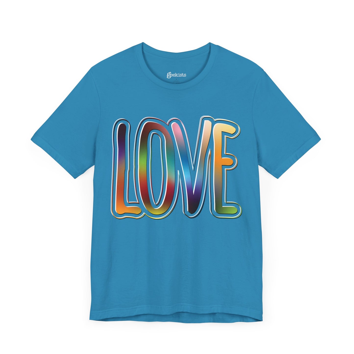 Aqua-3XL T-Shirt Big Love, Love Big | Bold Rainbow Typography Unisex Lightweight Jersey T-Shirt for Valentine’s, Pride, and Weddings