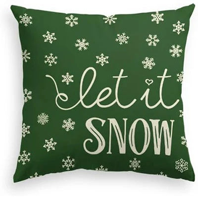 Home Decor Green Christmas Pillow Covers | Happy Holidays Country Nerds | Let It Snow, It's Wintertime, Joy to the World, Oh Tannenbaum