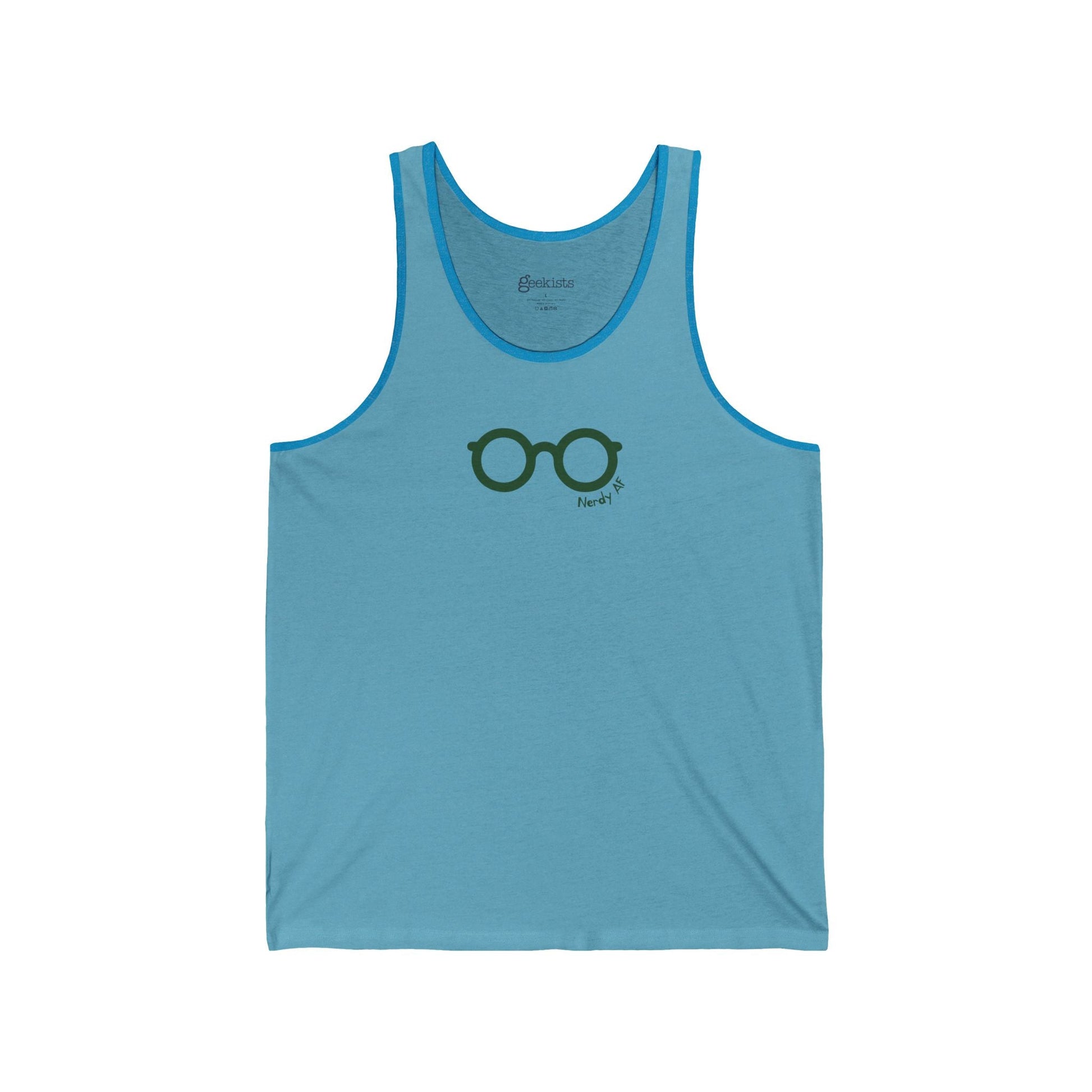 2XL-Aqua-TriBlend Clothing Stuff > Shirts & Tops > Full Pattern Unisex Tank Top Nerdy AF Unisex Tank Top | Funny Graphic Summer Shirt for Geeks