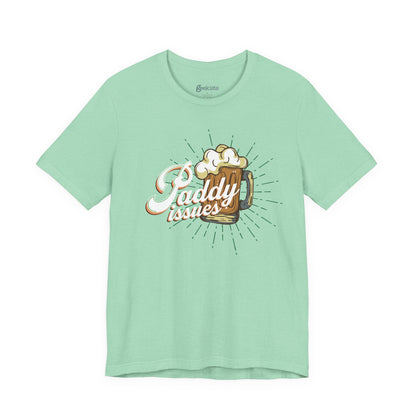 Funny Paddy Issues Irish T-Shirt with Shamrock Graphic and Retro St. Patrick’s Day Humor | variant