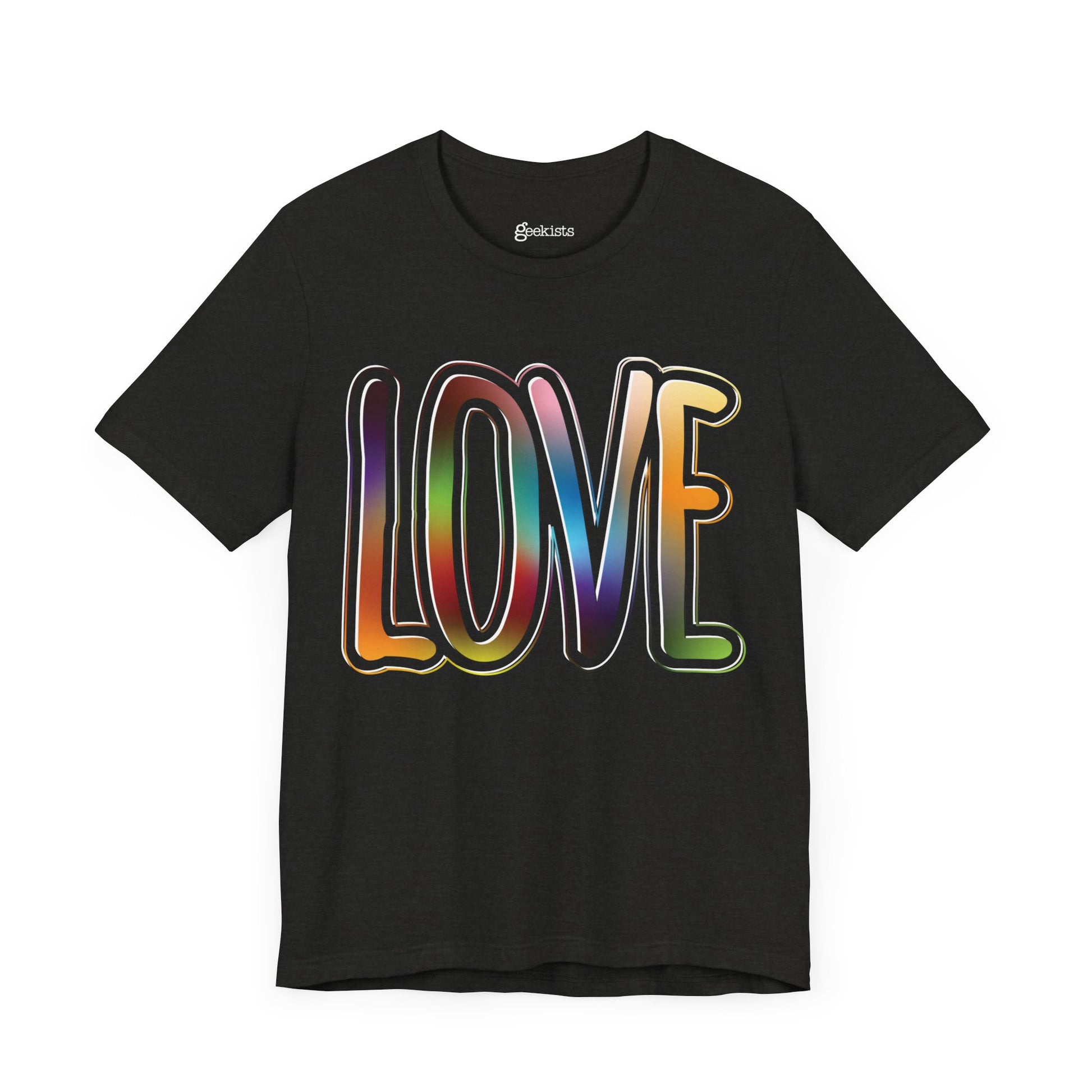 Black-Heather-3XL T-Shirt Big Love, Love Big | Bold Rainbow Typography Unisex Lightweight Jersey T-Shirt for Valentine’s, Pride, and Weddings