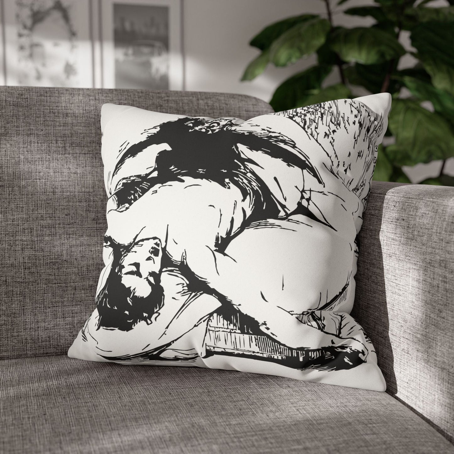 Ephialtes from Dictionnaire Infernal 1863 — Victorian gothic nightmare engraving throw pillow | scene