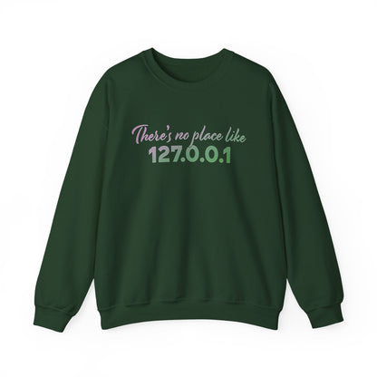 Unisex crewneck sweatshirt with 127.0.0.1 localhost print, cozy geeky pullover for programmers and tech lovers | variation