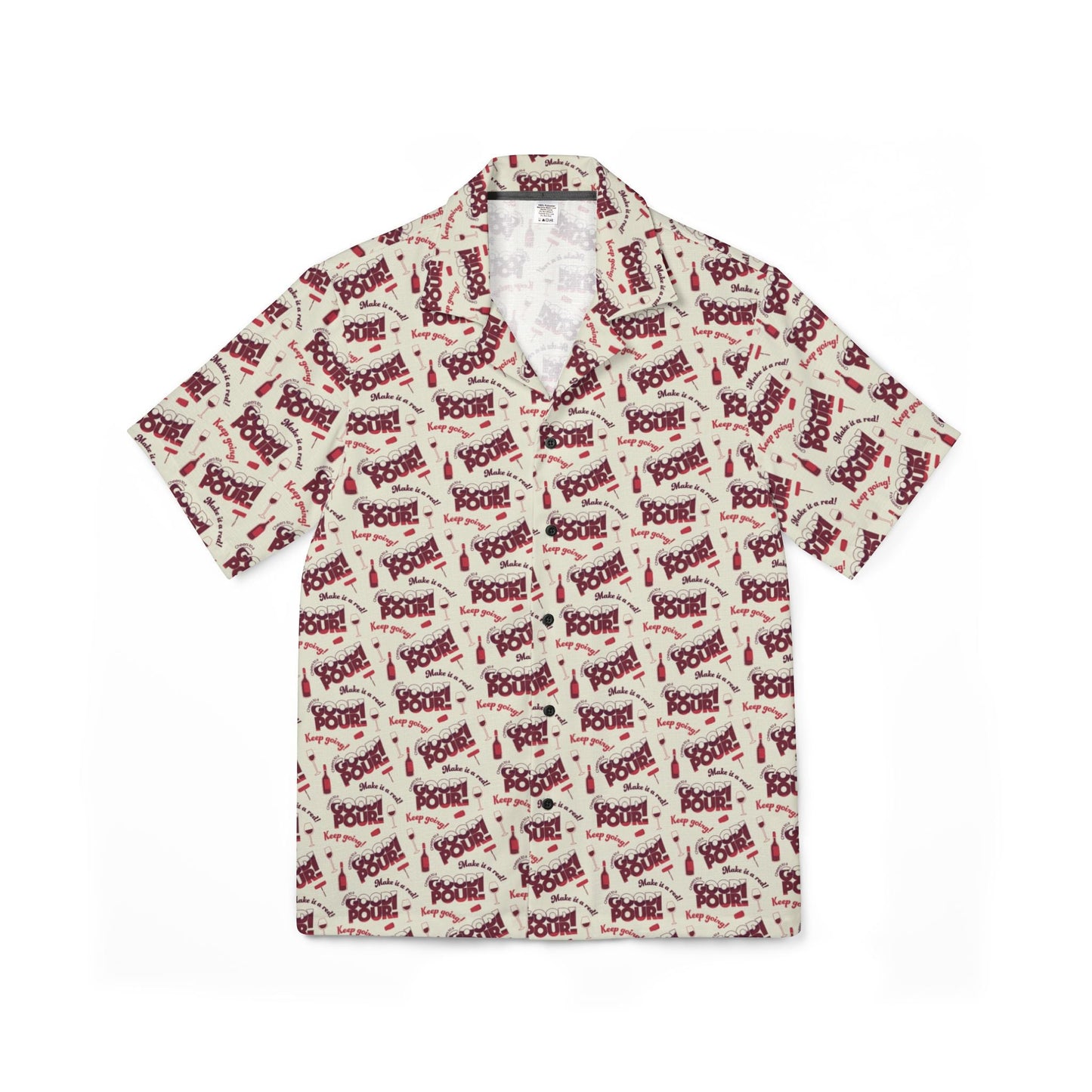 All Over Prints Cheers to a Good Pour | Wine-Themed Hawaiian Camp Shirt | Men’s Relaxed Fit Button-Down for National Red Wine Day