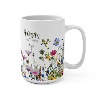 mom rules here garden mug for plant loving moms | side right