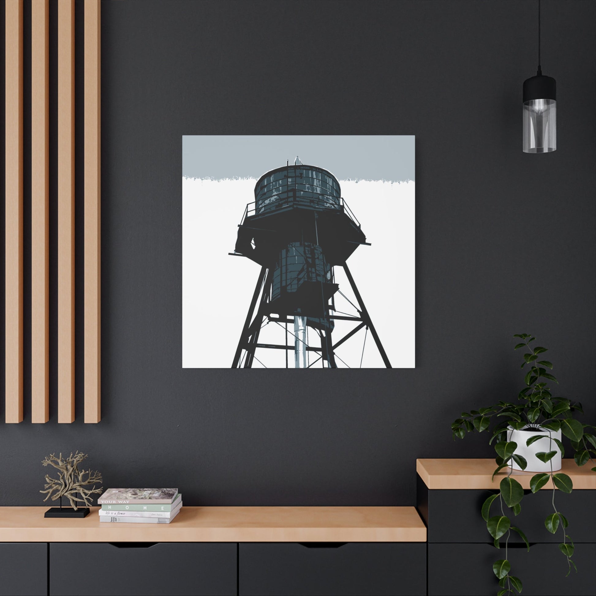 NYC Water Tower Square Stretched Canvas Print — Graphic — Detail
