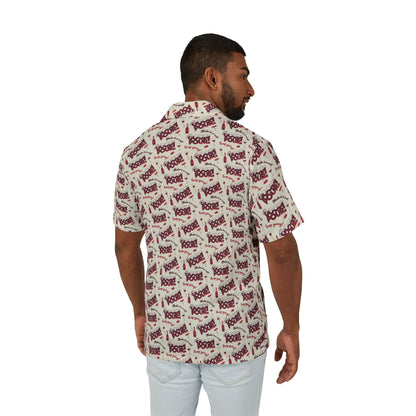 All Over Prints Cheers to a Good Pour | Wine-Themed Hawaiian Camp Shirt | Men’s Relaxed Fit Button-Down for National Red Wine Day