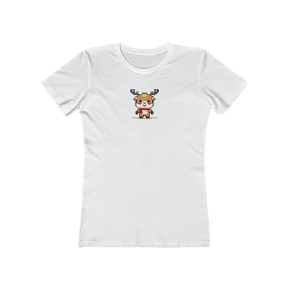 Solid-White-3XL T-Shirt 8-Bit Reindeer Women's T-Shirt | Slim Fit Shirt | Graphic Tee for Feminine Ladies