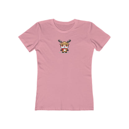 Solid-Light-Pink-2XL T-Shirt 8-Bit Reindeer Women's T-Shirt | Slim Fit Shirt | Graphic Tee for Feminine Ladies