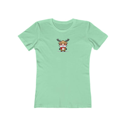 Solid-Mint-3XL T-Shirt 8-Bit Reindeer Women's T-Shirt | Slim Fit Shirt | Graphic Tee for Feminine Ladies
