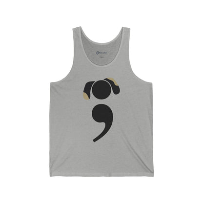 Unisex tank top featuring Grammar Hound design – a minimalist dog made from a semicolon, perfect for grammar nerds and dog lovers | variant