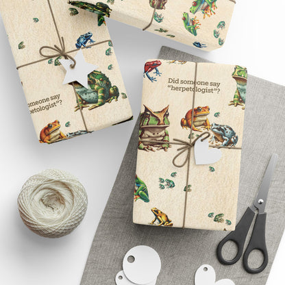 Frog Wrapping Paper | “Did Someone Say Herpetologist?” | Funny Gift Wrap for Science Nerds & Teachers