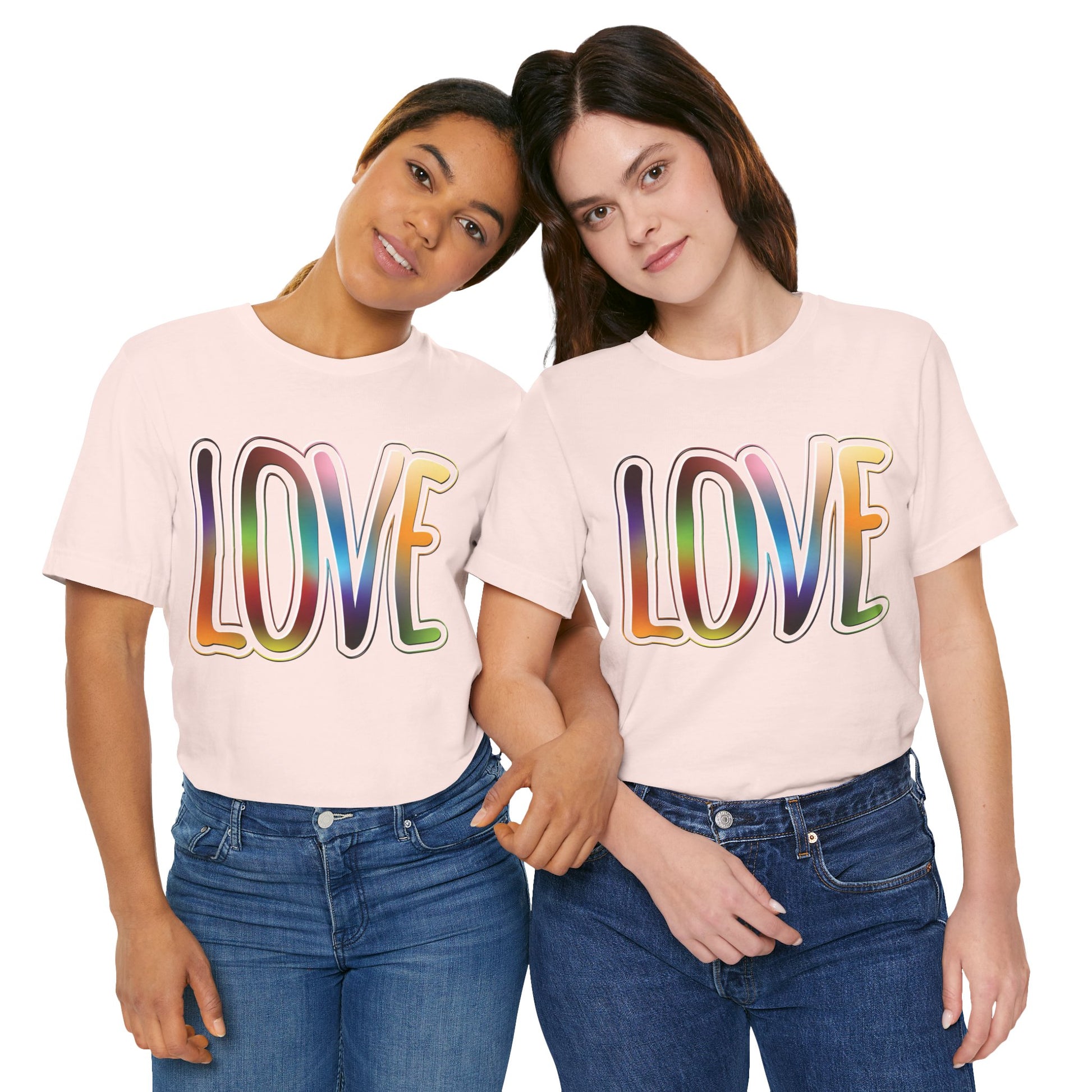 T-Shirt Big Love, Love Big | Bold Rainbow Typography Unisex Lightweight Jersey T-Shirt for Valentine’s, Pride, and Weddings