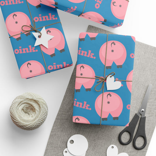30" x 180" / Matte Paper Stuff > Gift Giving > Wrapping Paper Funny Pig Butt Pattern Wrapping Paper Roll – Quirky Gift for Animal Lovers