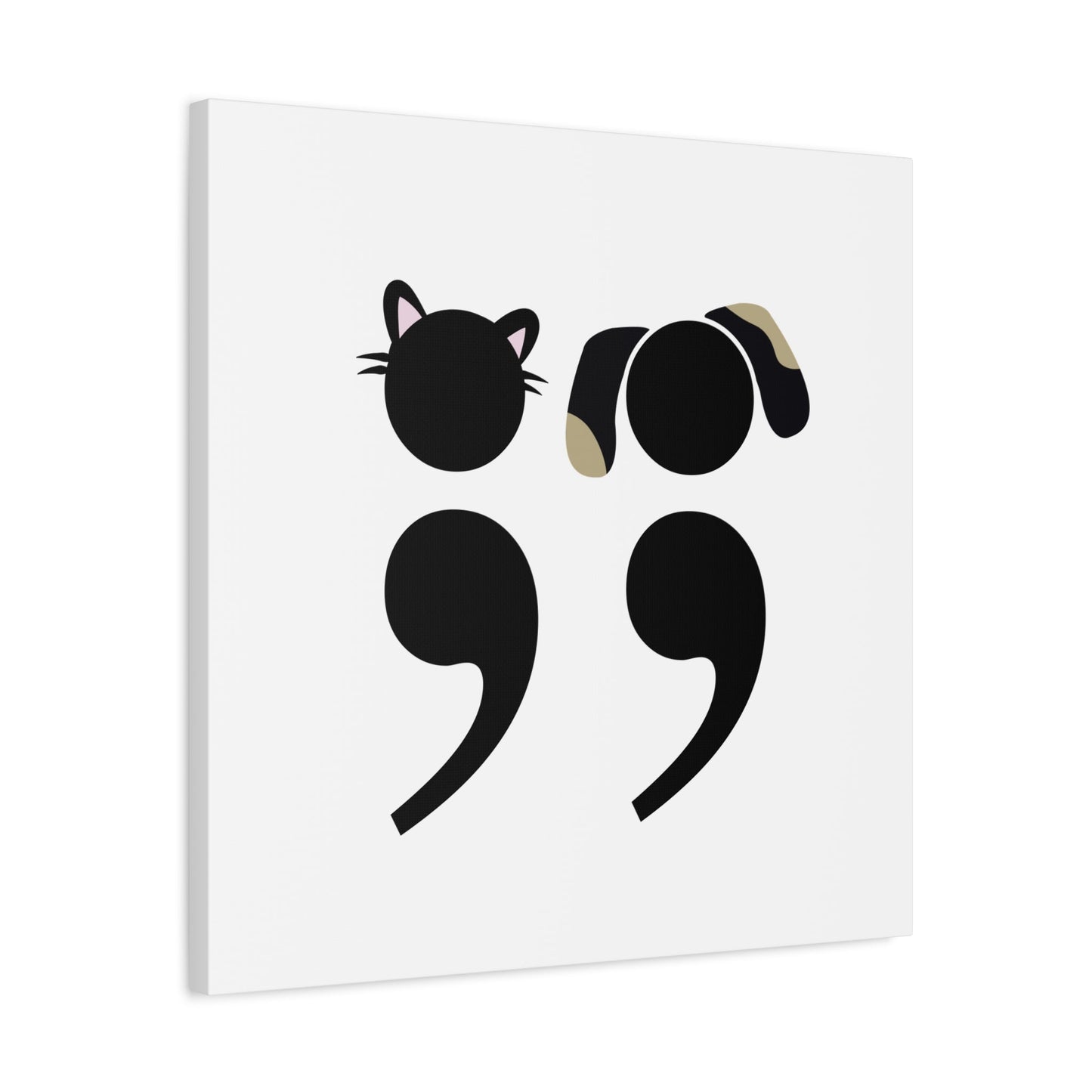 Minimalist canvas wall art featuring semicolon cat design for grammar nerds | variant