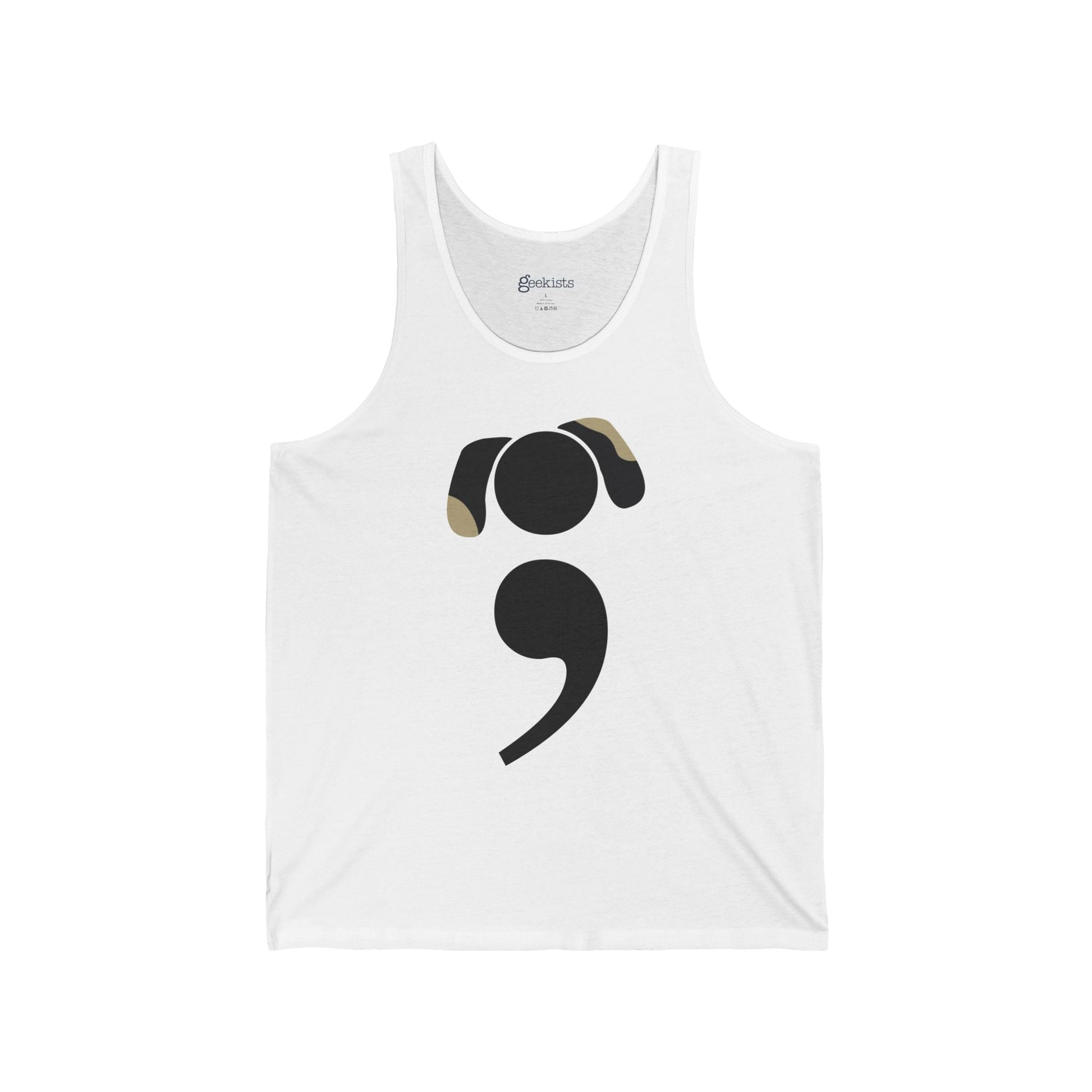 Unisex tank top featuring Grammar Hound design – a minimalist dog made from a semicolon, perfect for grammar nerds and dog lovers | variant