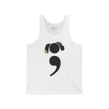 Unisex tank top featuring Grammar Hound design – a minimalist dog made from a semicolon, perfect for grammar nerds and dog lovers | variant