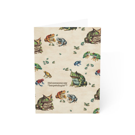 Frog Greeting Card | “Did Someone Say Herpetologist” | Blank Science Card for Nerds & Teachers