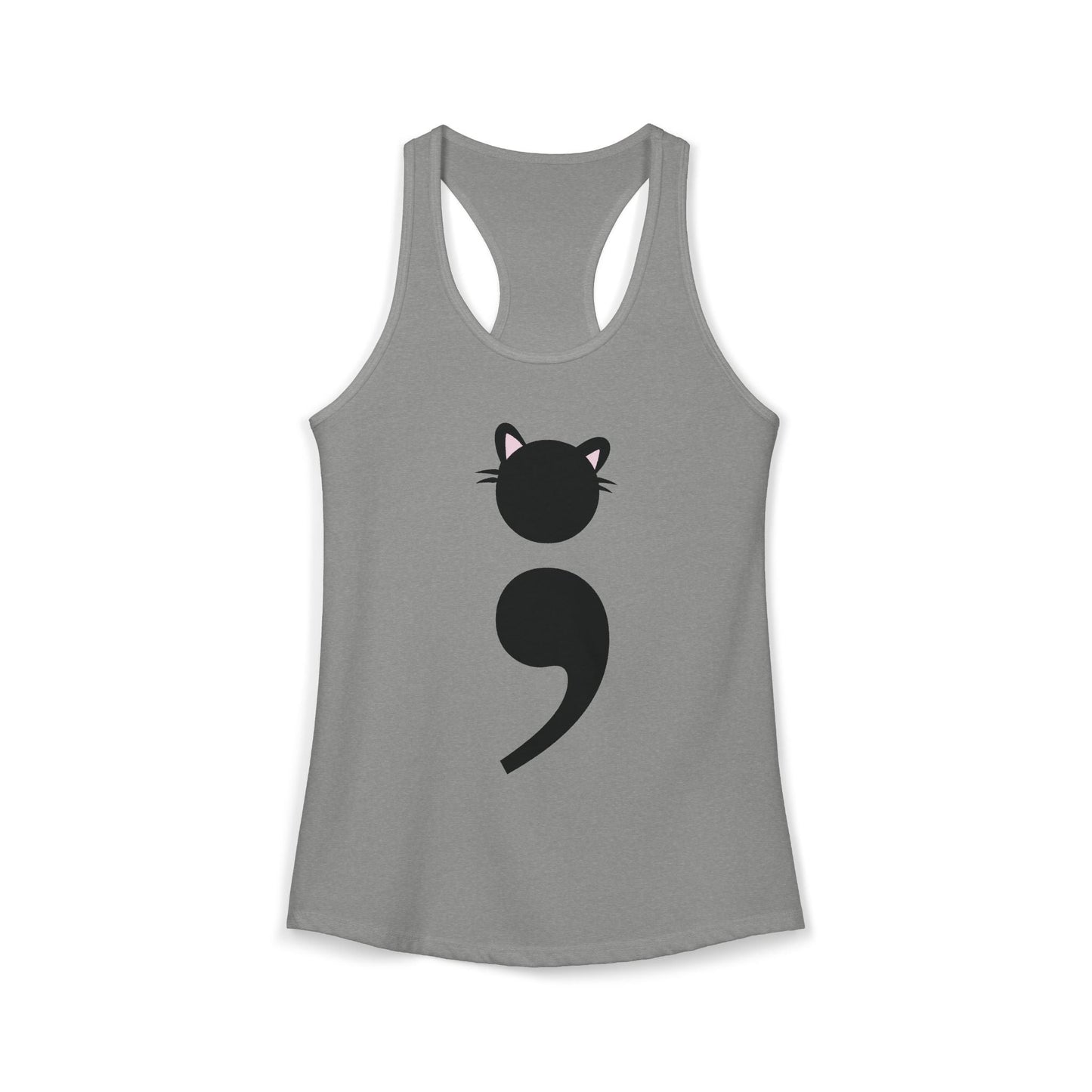 Women’s racerback tank top with Grammar Kitten design – a clever cat made from a semicolon, ideal for grammar nerds and cat moms | variant