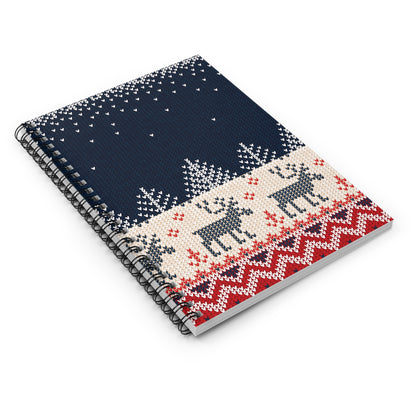 Ugly Reindeer Sweater Spiral Notebook | Funny Ruled-Line Journal | Holiday Stationery