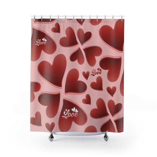 71-74 Home Decor Bursting with Love Shower Curtain | Romantic Valentine’s Day Decor | Heart Pattern Design