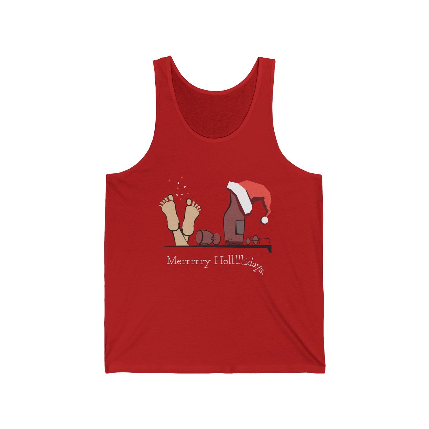 XL-Red Tank Top Merry Holidays Drunk Santa Tank Top | Funny Boozy Christmas in July Shirt for Summer Celebrations