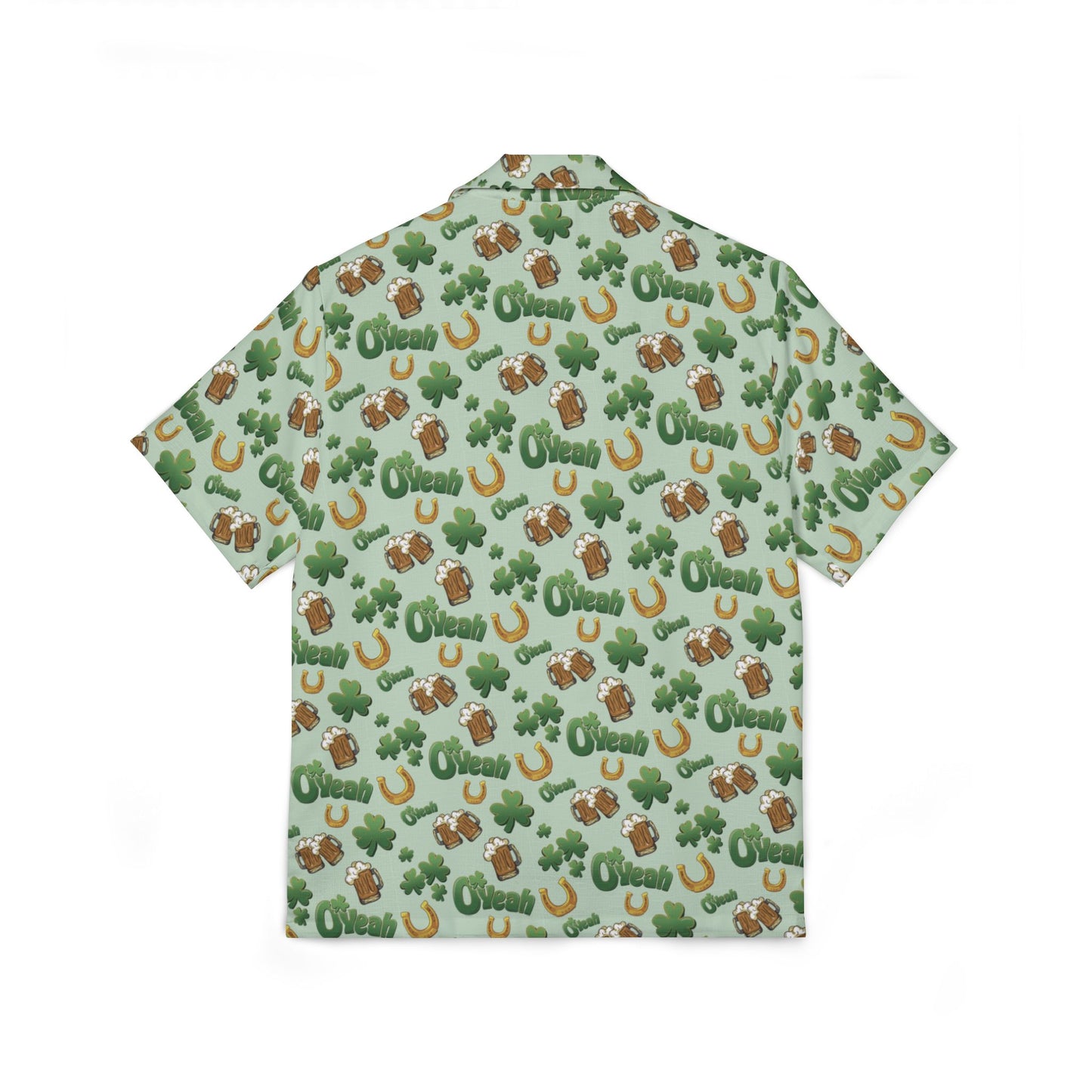 Find the Nerdy Leprechaun Hawaiian Shirt | Interactive St. Patrick’s Day Button-Up | Shamrocks & Frothy Beer Print