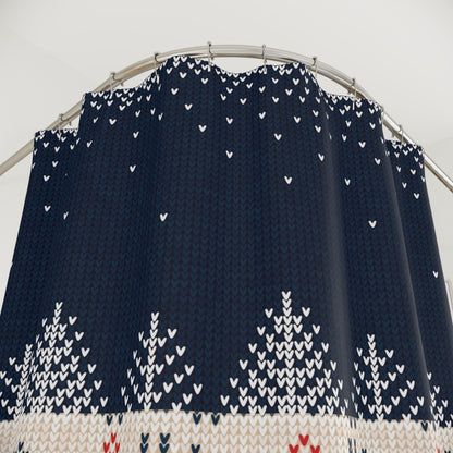 Ugly Reindeer Sweater Shower Curtain | Festive Bathroom Decor | Funny Holiday Design