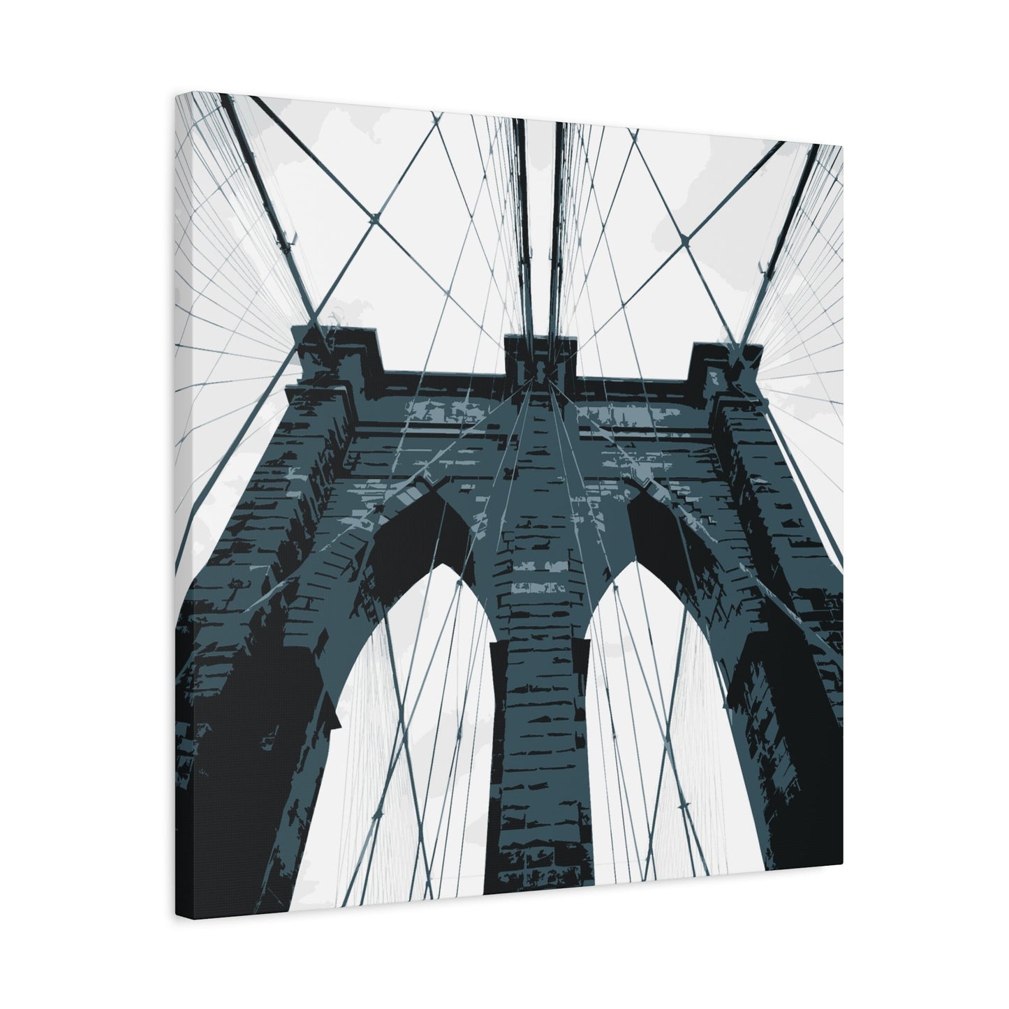 Brooklyn Bridge NYC Square Stretched Canvas Print — Graphic — Detail