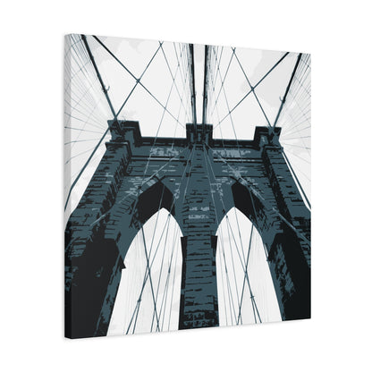 Brooklyn Bridge NYC Square Stretched Canvas Print — Graphic — Detail