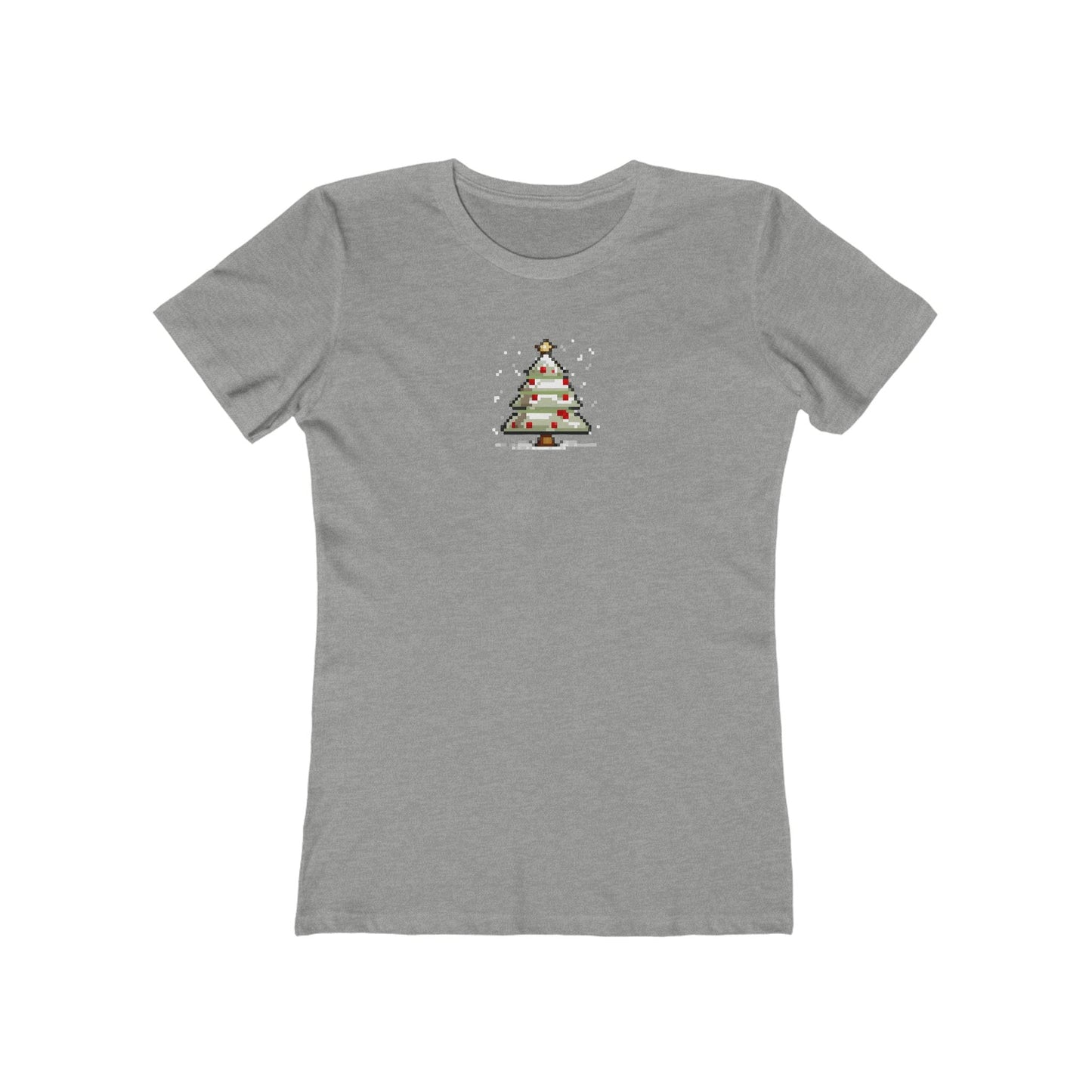 Heather-Grey-3XL T-Shirt 8-Bit Xmas Tree Women's T-Shirt | Slim Fit Shirt | Graphic Tee for Feminine Ladies