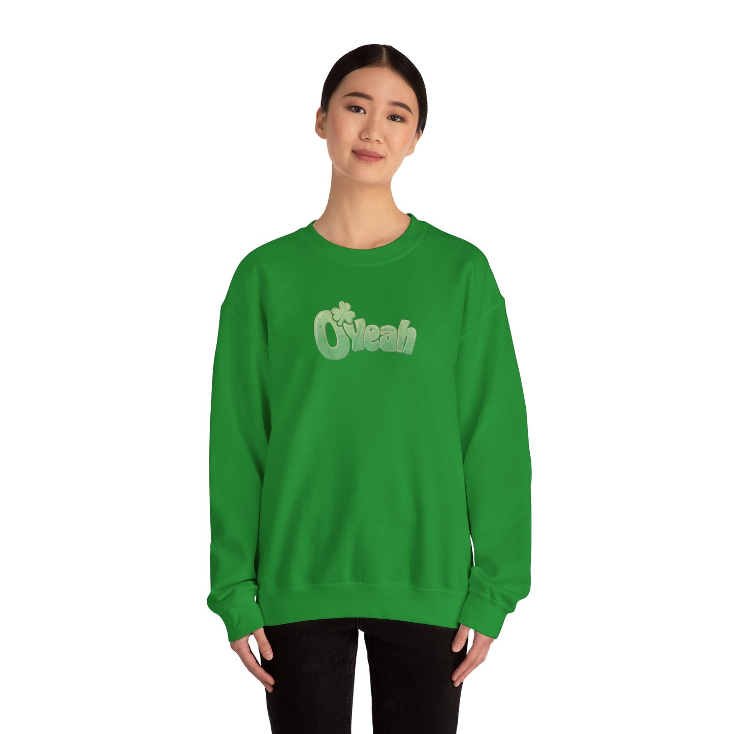 O'Yeah Retro Distressed Sweatshirt | Vintage-Looking Irish Crewneck | St. Patrick's Day Pullover