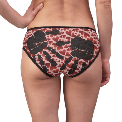 2XL-Black-stitching All Over Prints Bursting with Love Women’s Briefs | Flirty Valentine’s Lingerie | Playful Feb 14 Style