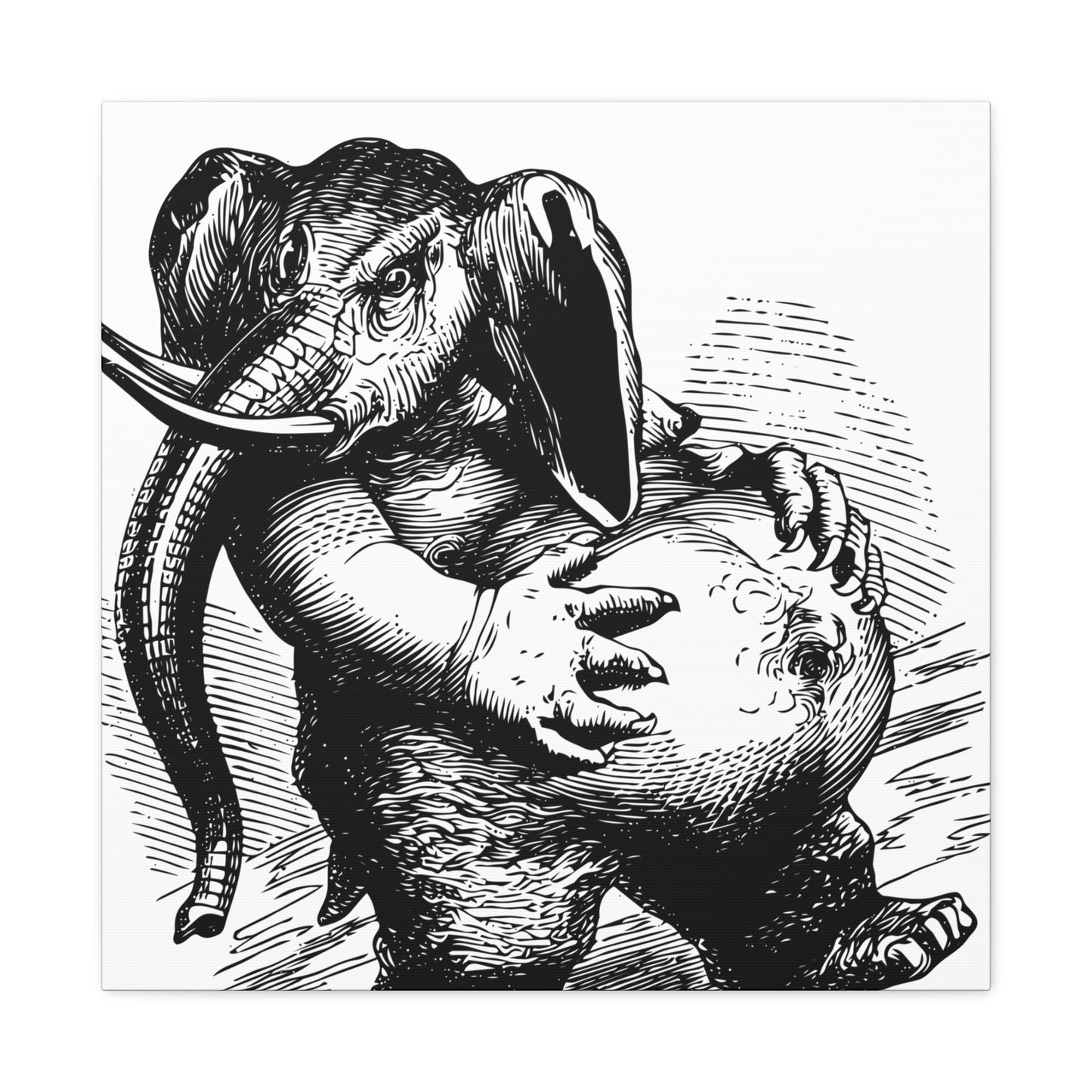 Behemoth from Dictionnaire Infernal 1863 — Victorian gothic elephant engraving canvas wall art | variant