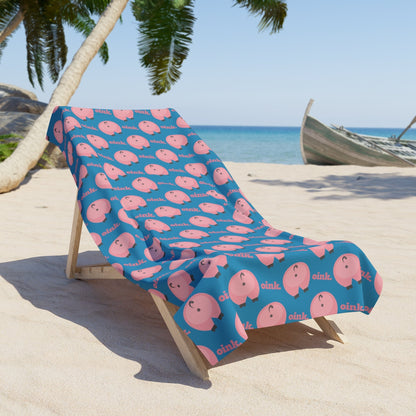 36" × 72" Home Stuff > Outdoor Living > Plush Beach Towel Funny Pig Butt Pattern Plush Beach Towel – Quirky Beach Gear for Animal Lovers