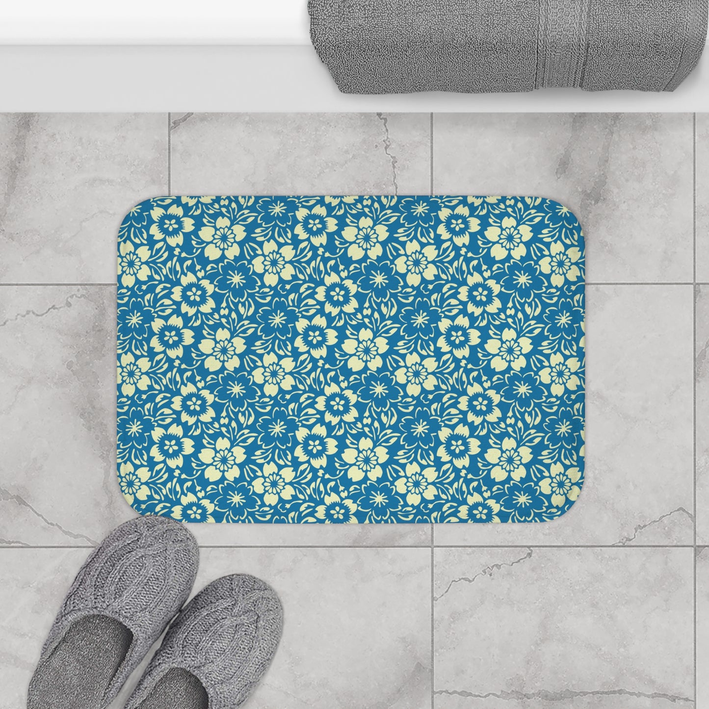 Customize Me! Floral Bath Mat – Memory Foam Comfort, Custom HEX Colors