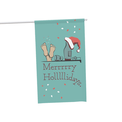 Merry Holidays Drunk Santa House Banner | Funny Christmas Outdoor Decoration