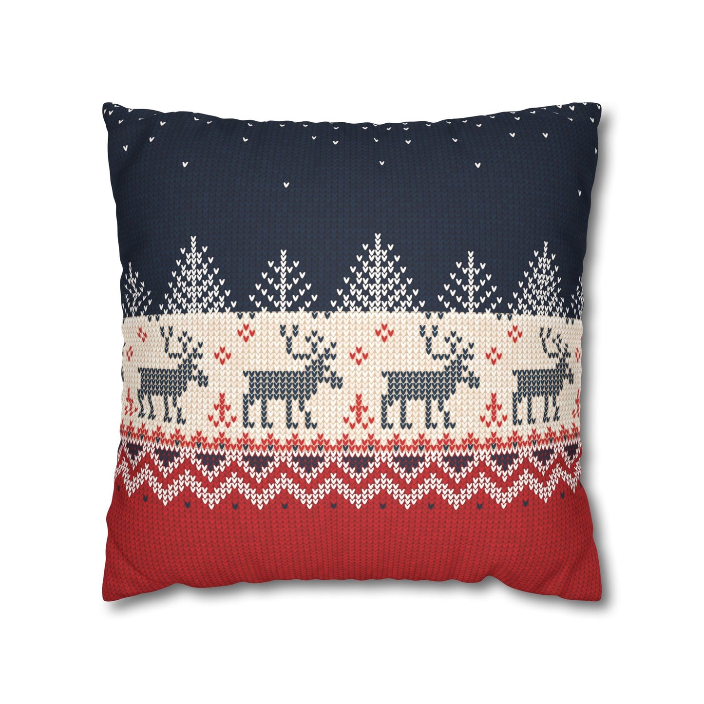 18-18 Home Decor Ugly Reindeer Sweater Throw Pillow Cover | Festive Knit-Effect Decor | Secular Christmas Home Accent