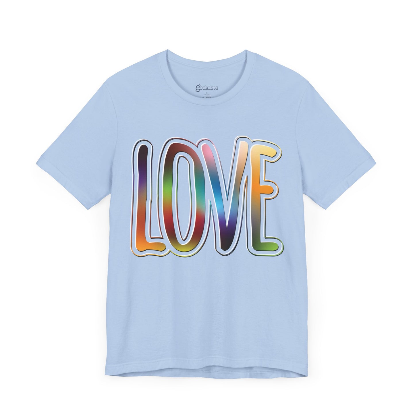 Baby-Blue-3XL T-Shirt Big Love, Love Big | Bold Rainbow Typography Unisex Lightweight Jersey T-Shirt for Valentine’s, Pride, and Weddings