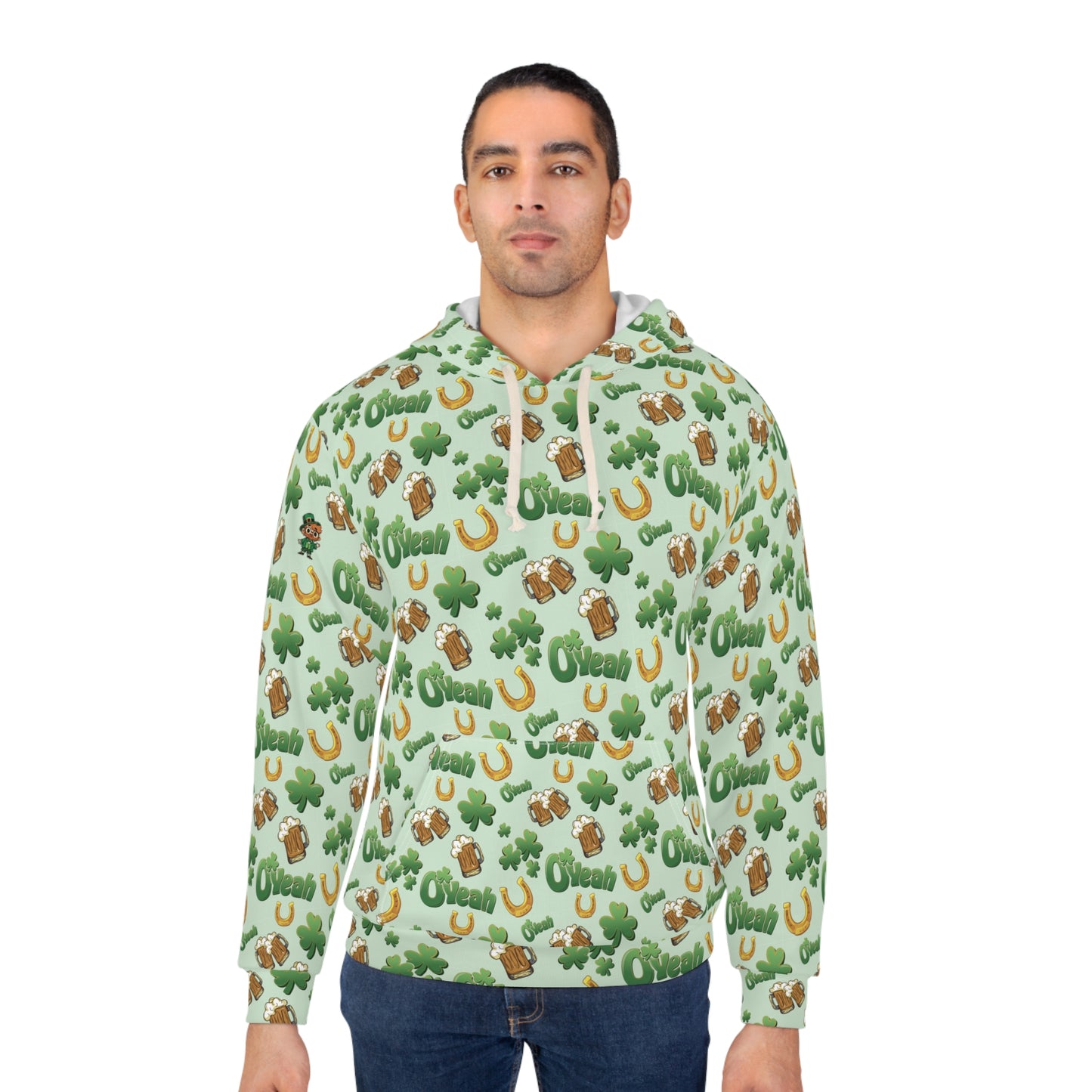 Find the Nerdy Leprechaun Hoodie | Interactive St. Patrick’s Day Print | Shamrocks & Frothy Beer