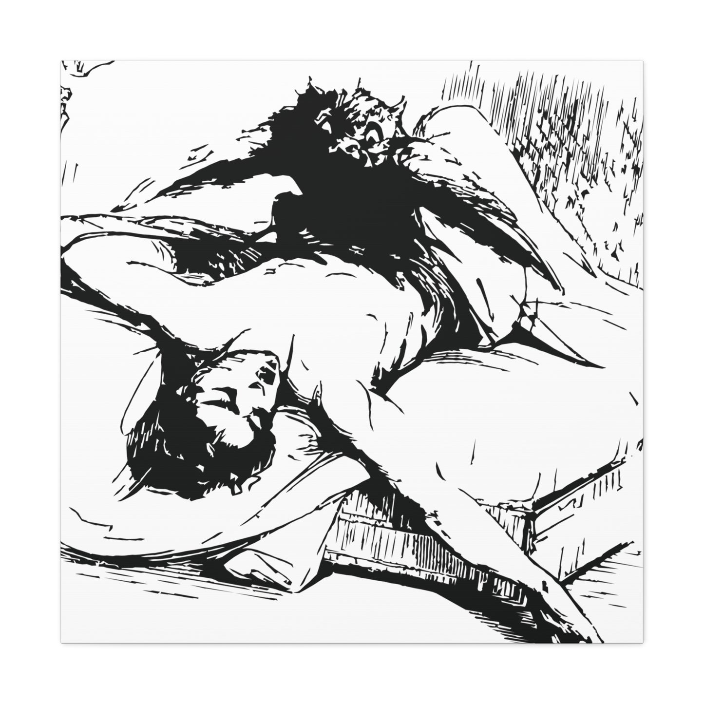 Ephialtes from Dictionnaire Infernal 1863 — Victorian gothic nightmare engraving canvas wall art | variant