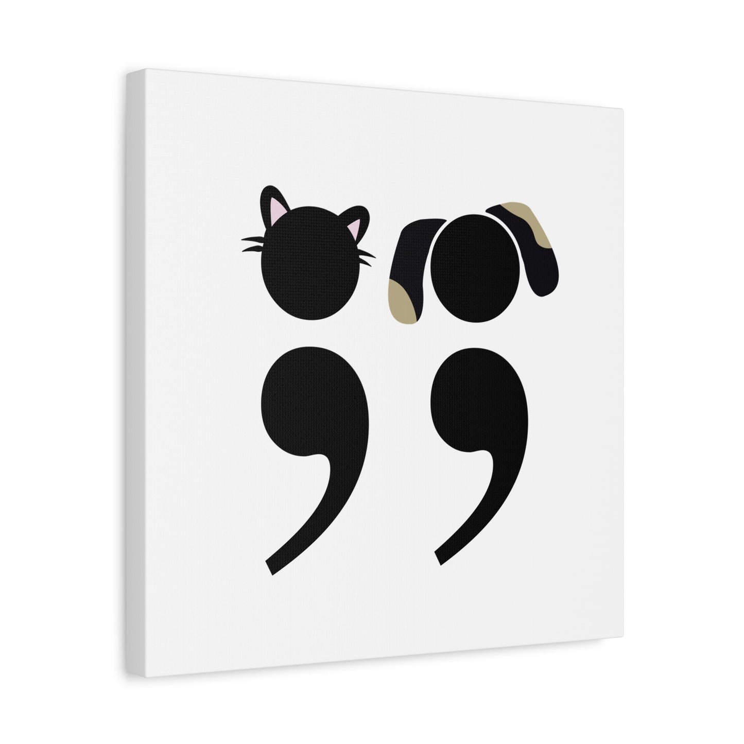 Minimalist canvas wall art featuring semicolon cat design for grammar nerds | variant