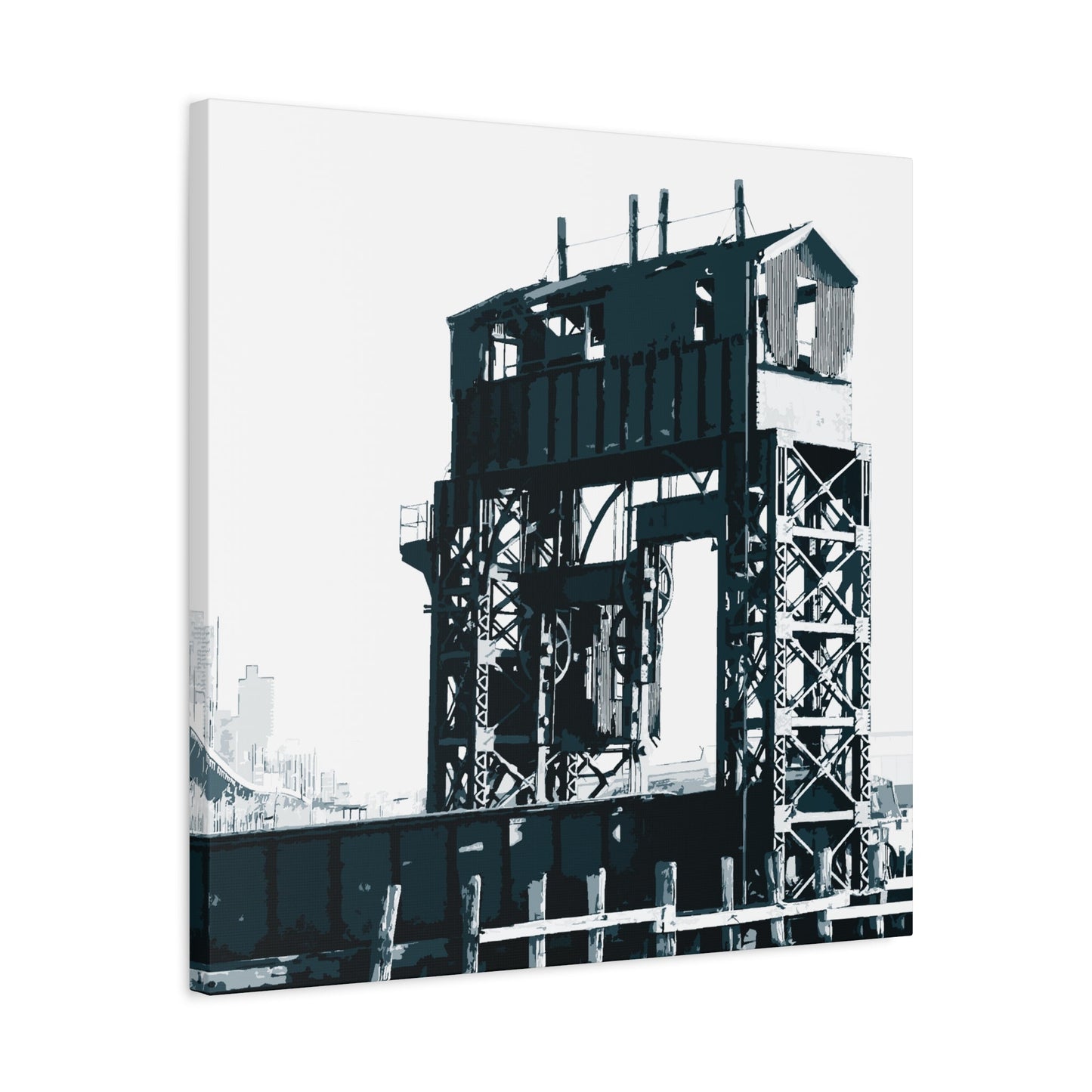 UWS Urban Decay Square Stretched Canvas Print — Hudson River NYC Graphic — Detail