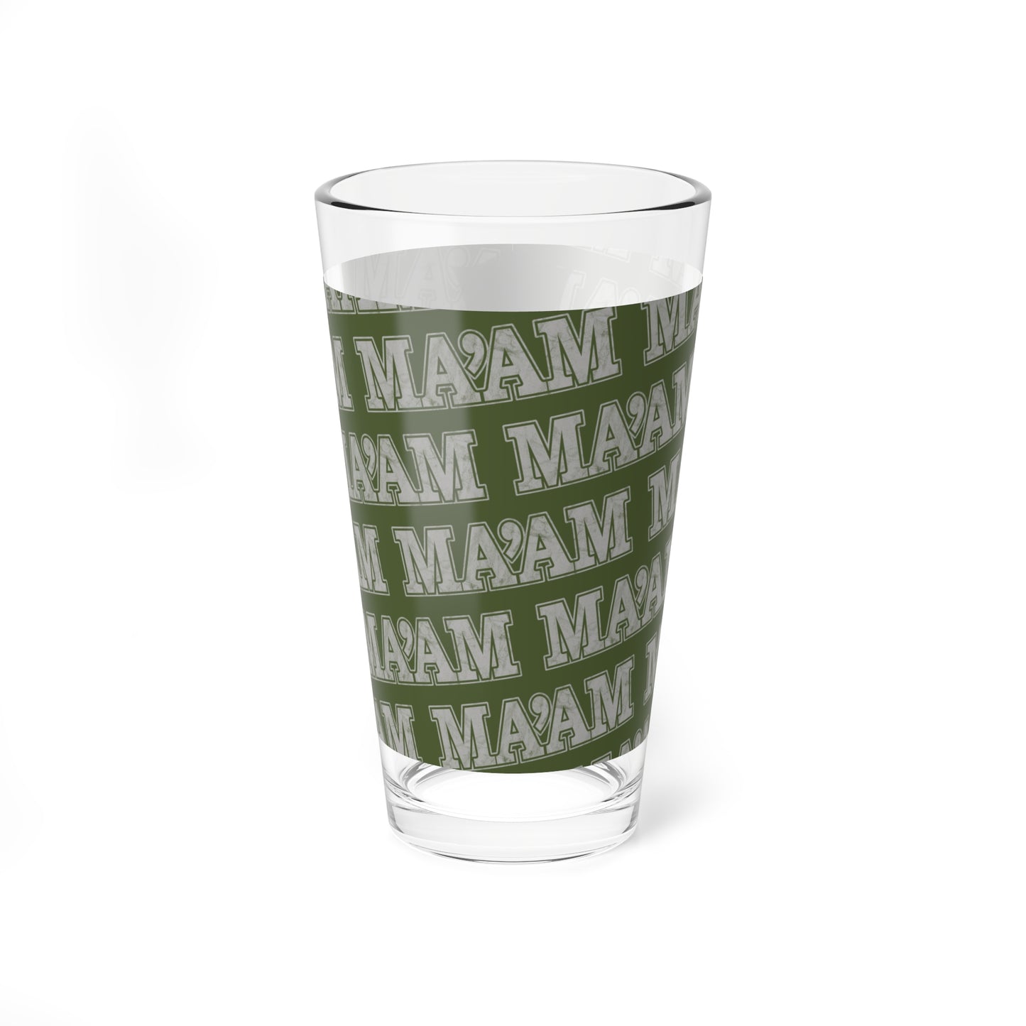 Mug Ma’am Alpha Female Military Nerd Pint Glass | Army Green Distressed Pattern | Durable Drinkware for Strong Women