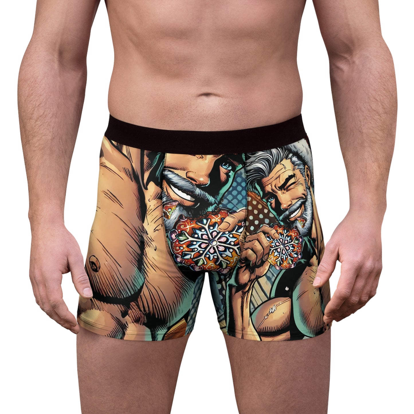 All Over Prints Ho Ho Ho Naughty Santa Boxer Briefs | Comic Book Christmas Underwear for Him | Perfect Dirty Santa Gift for Sexy Nerds