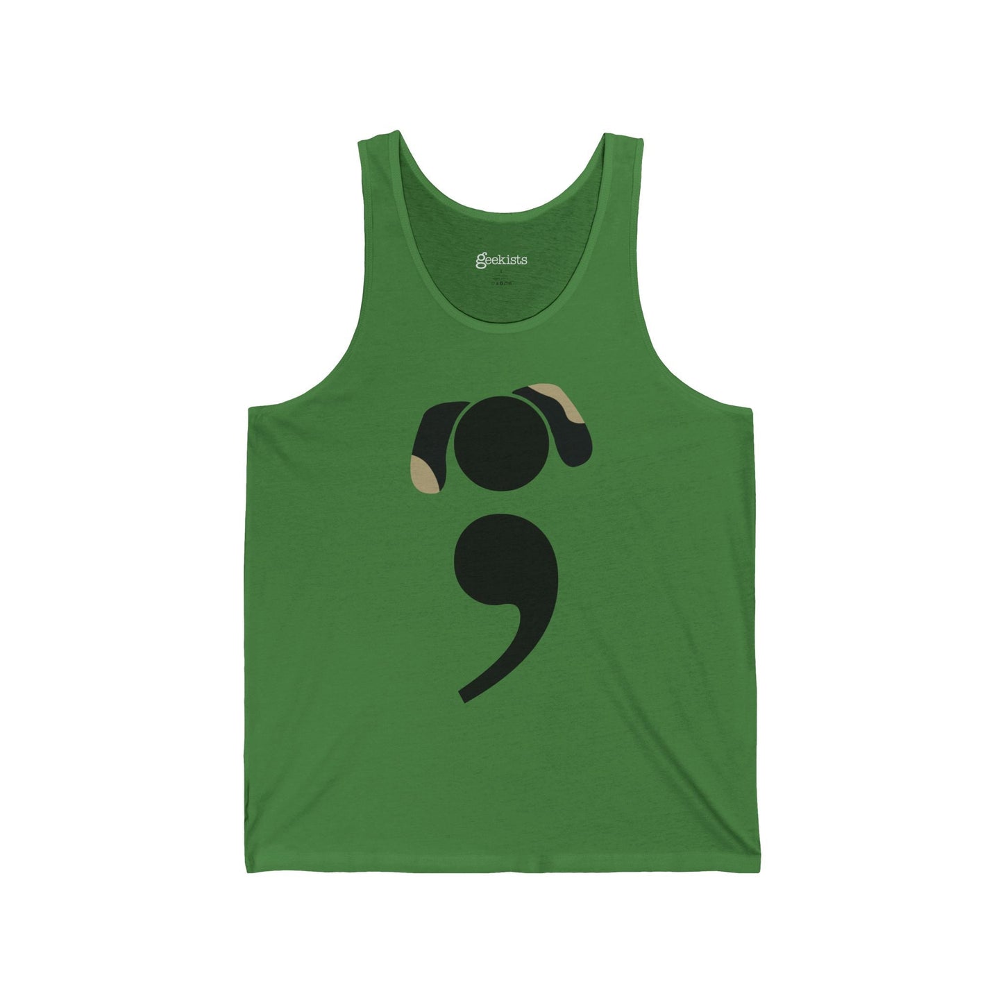 Unisex tank top featuring Grammar Hound design – a minimalist dog made from a semicolon, perfect for grammar nerds and dog lovers | variant