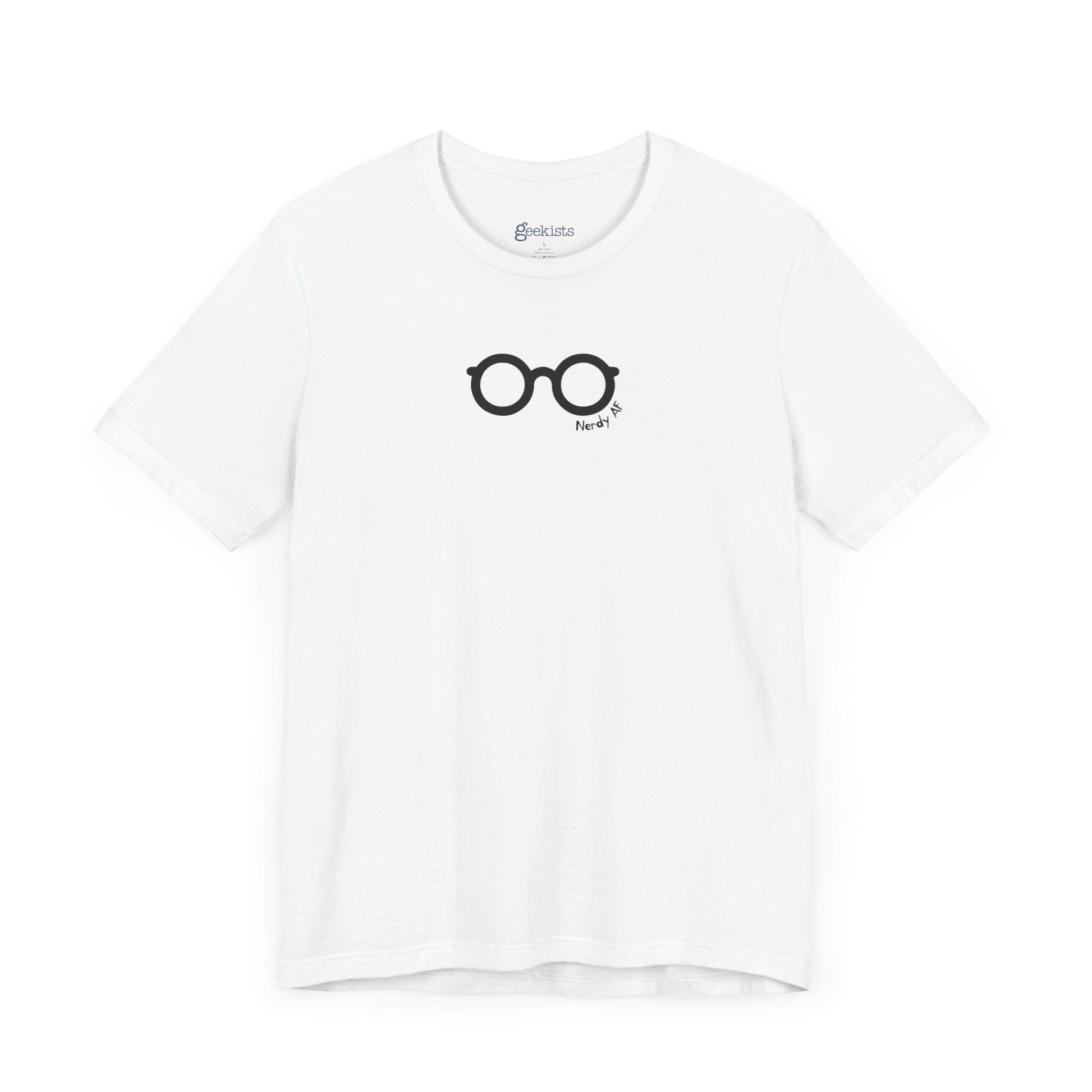 White-5XL Clothing Stuff > Shirts & Tops > Lightweight Jersey Tee Nerdy AF Graphic Tee | Unisex Funny Nerd Shirt for Geeks