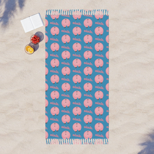 38" × 81" / Polyester Home Stuff > Outdoor Living > Boho Beach Blanket Funny Pig Butt Pattern Boho Beach Blanket – Quirky Bedding for Animal Lovers