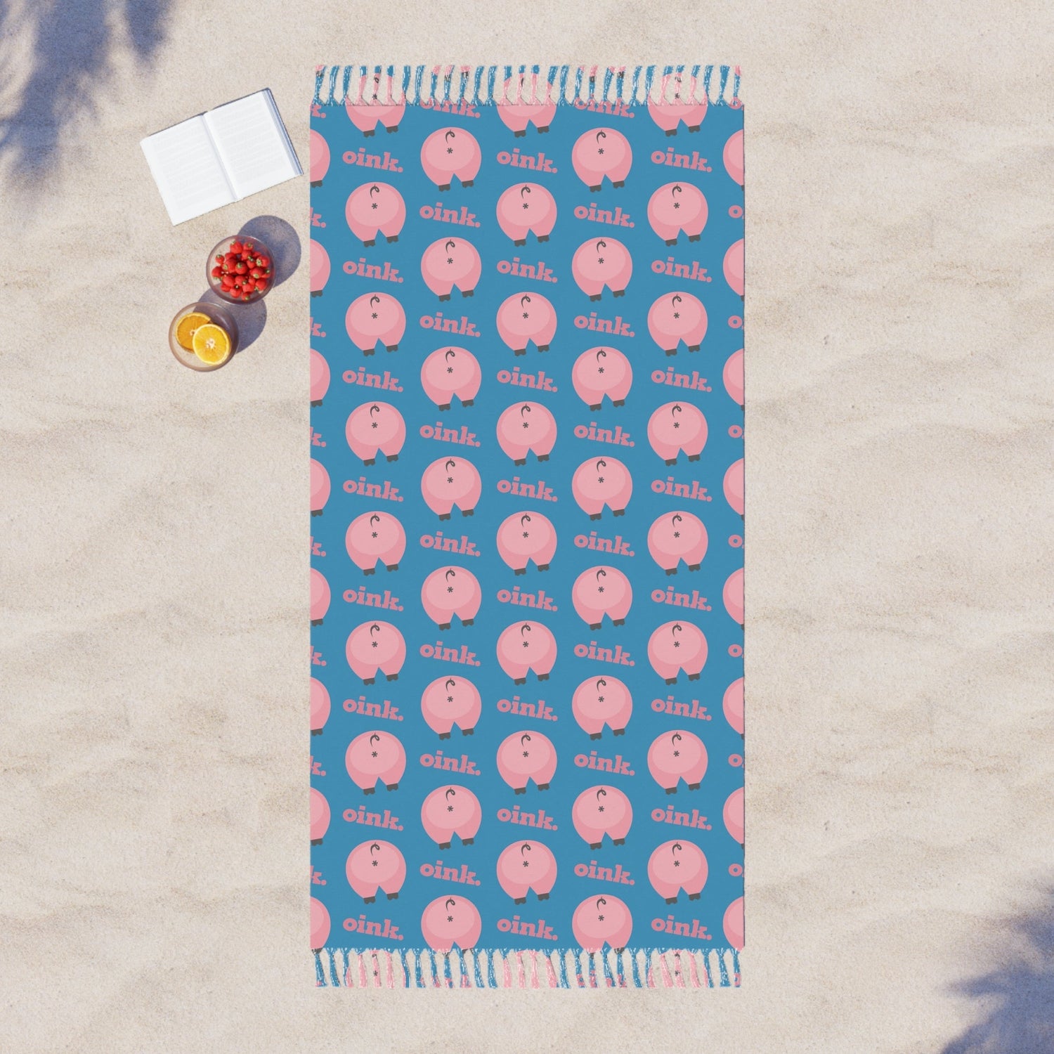 38" × 81" / Polyester Home Stuff > Outdoor Living > Boho Beach Blanket Gay Pig Butt “Bubble Butt” Beach Blanket – Funny Gift for Friends