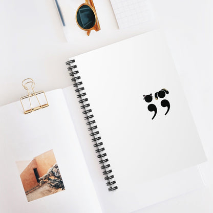 Spiral notebook with Grammar Pets design – a clever semicolon dog and cat illustration for writers, students, and editors | lifestyle